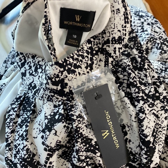 Worthington NWT Womens Sz 18 Black White Lined Sleeveless Dress Party Wedding - Picture 14 of 15